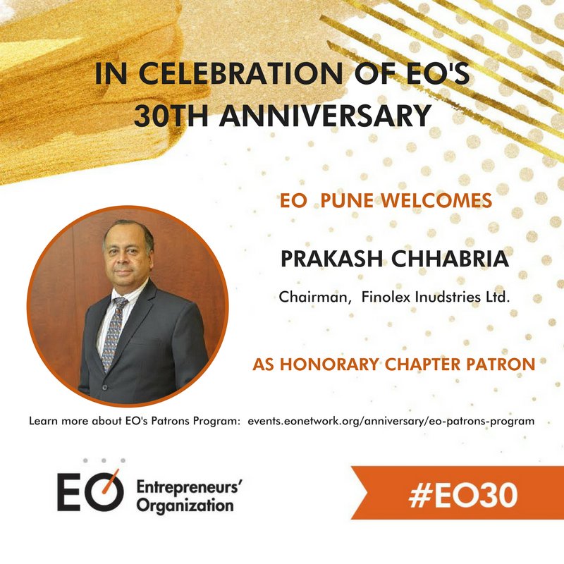 EntrepreneurOrg's tweet photo. EO Pune proudly welcomes Prakash Chabbria as its honorary Chapter Patron! #EO30 #EOPatron #EONation https://t.co/fzIpuAdY99