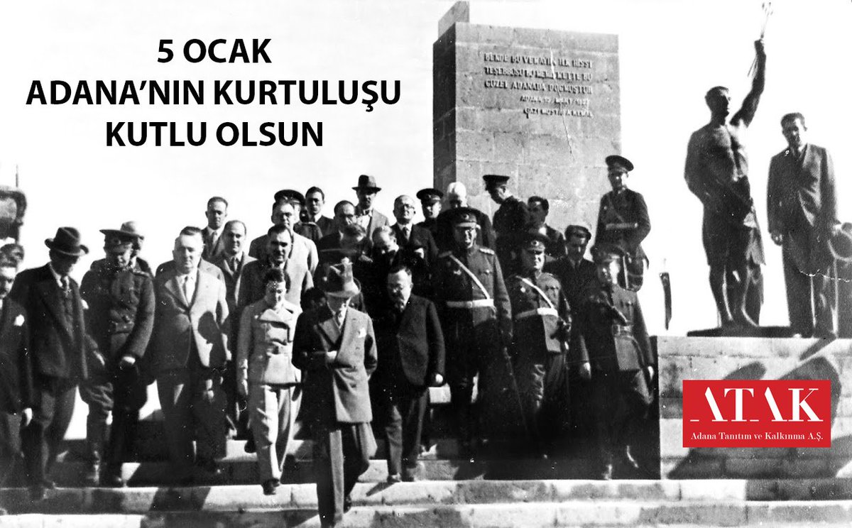 "Bende bu vakayiin ilk hiss-i teşebbüsü, bu memlekette, bu güzel Adana'da vücud bulmuştur." Atatürk’ün ulusal bağımsızlık ve egemenlik düşüncesini kafasında oluşturduğu şehrin Adana olması biz Adanalılar için gurur kaynağıdır. 5 Ocak Adana’nın Kurtuluşu Kutlu Olsun.

#5Ocak