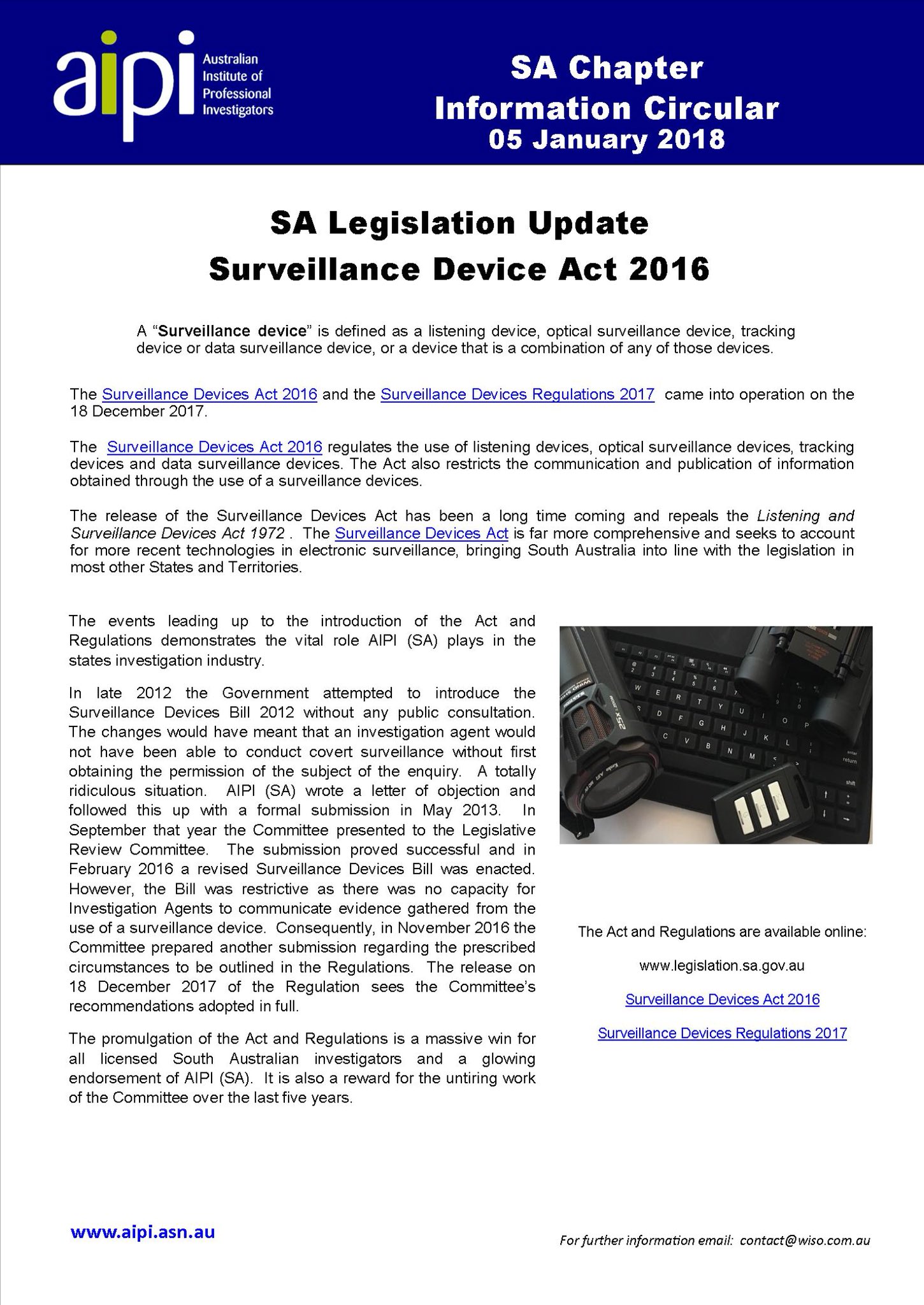 WISO on Twitter "The Surveillance Devices Act 2016 (SA) came in to