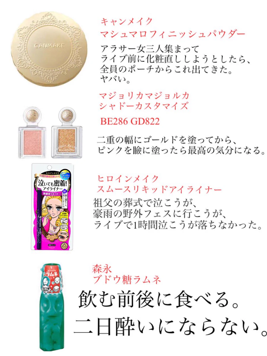 おすすめのコスメや飲料水ｗｗｗ悩んでいる人は１度だけでもお試しあれｗｗｗ