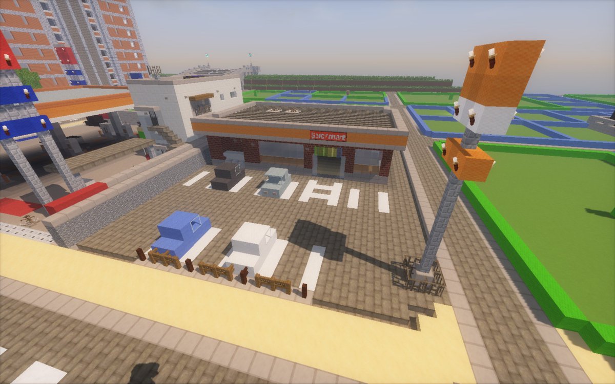 わッチ V Twitter まぁ コンビニです 内装めんどくさがったわけではないです Rt建築28 Minecraft建築コミュ 佐山市