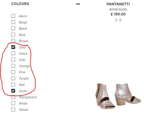 aakomah's tweet photo. So @Yoox for improved #usability and #customerexperience how about adding to the footwear #searchfilter 'metallic' rather than just 'gold' and 'silver' — expand shoe colour results to increase #conversions?  #fashion #ecommerce https://t.co/pSYGUKpSL7 https://t.co/tNMHzoYoCE