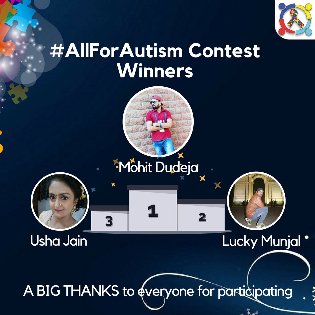 AutismConnect_'s tweet photo. Here are the winnersπ
of the #AllForAutism contest. Congratulation! To you all.
Please inbox your address, email id and phone number so that we can dispatch your Gifts. #AutismConnect https://t.co/kxOszmuRY9