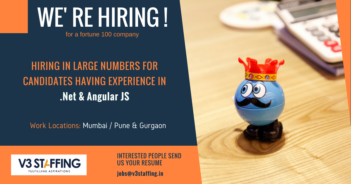 V3_staffing's tweet image. Hiring for our Esteem Client in Pune, Mumbai & Gurgaon. Interested people please share your resume with us on jobs@v3staffing.in
#V3Hiring #.NetHiring #HiringAngularJS #AngularJS