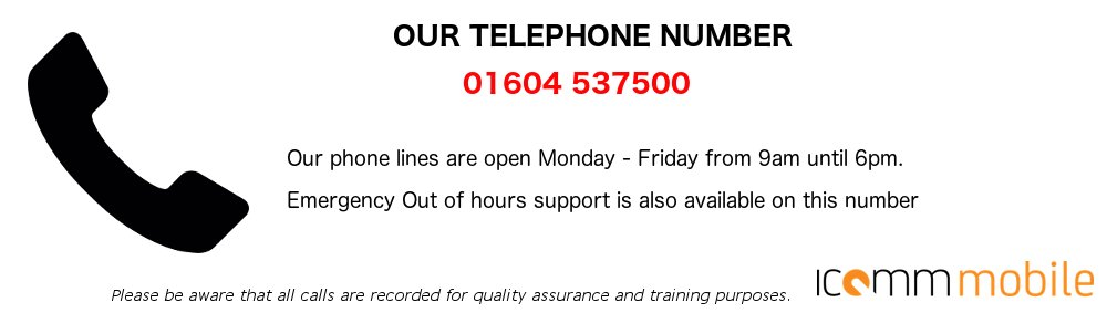 iCommMobile's tweet image. There’s been a few occasions where people have been given an incorrect number for us. The correct number is 01604 537500. Please do not use any other number!