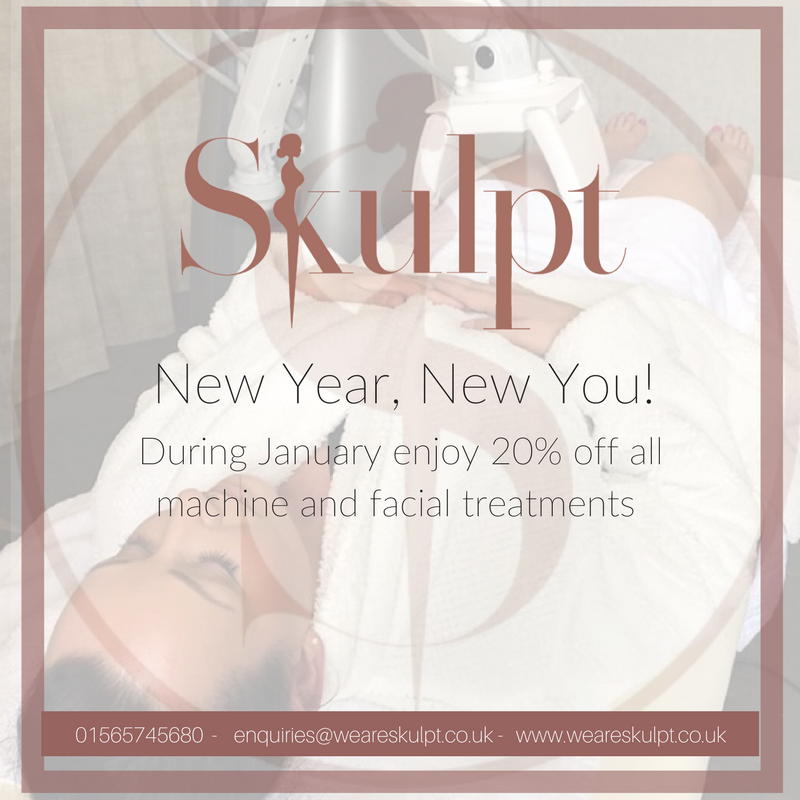 If one of your resolutions is to shape up or improve your skincare routine we are offering 20% off all machine &amp; facial treatments throughout January! Contact the team now to book an appointment on 01565 745680
*Excludes products &amp; injectables