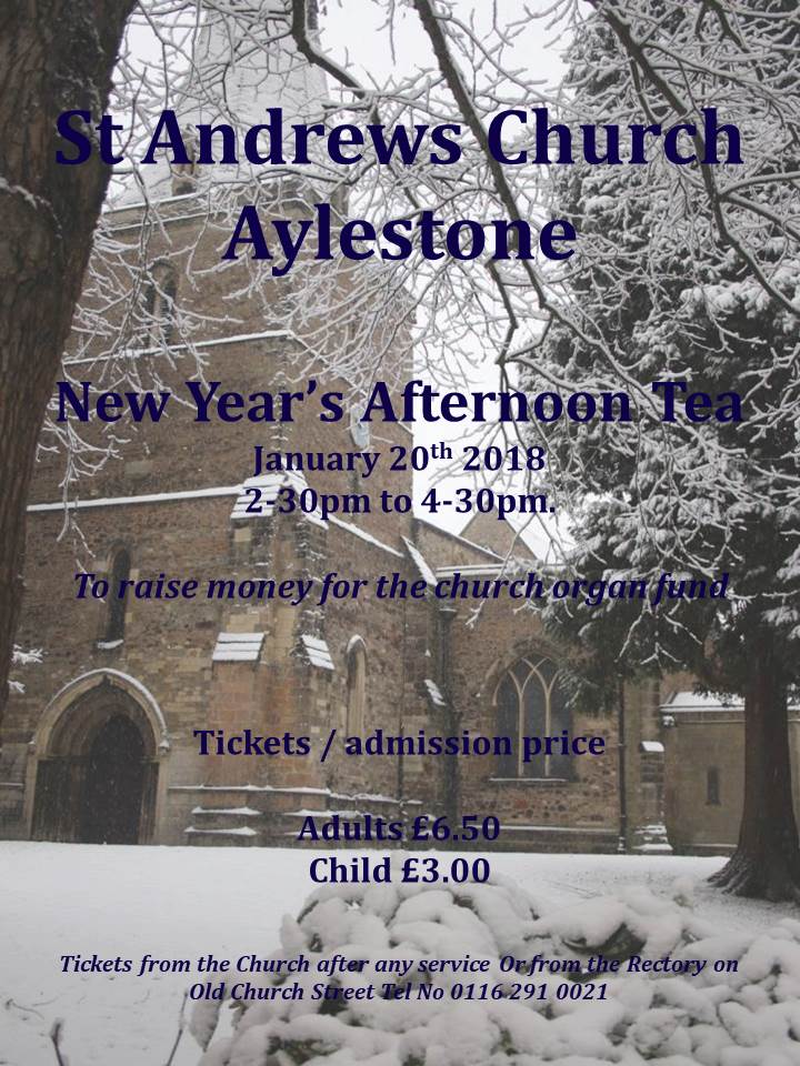 St Andrew's Aylestone are having an afternoon tea on 20th January to raise money for the restoration of our organ. Tickets available from the rectory or after any service. #church #organ #afternoontea #restoration
