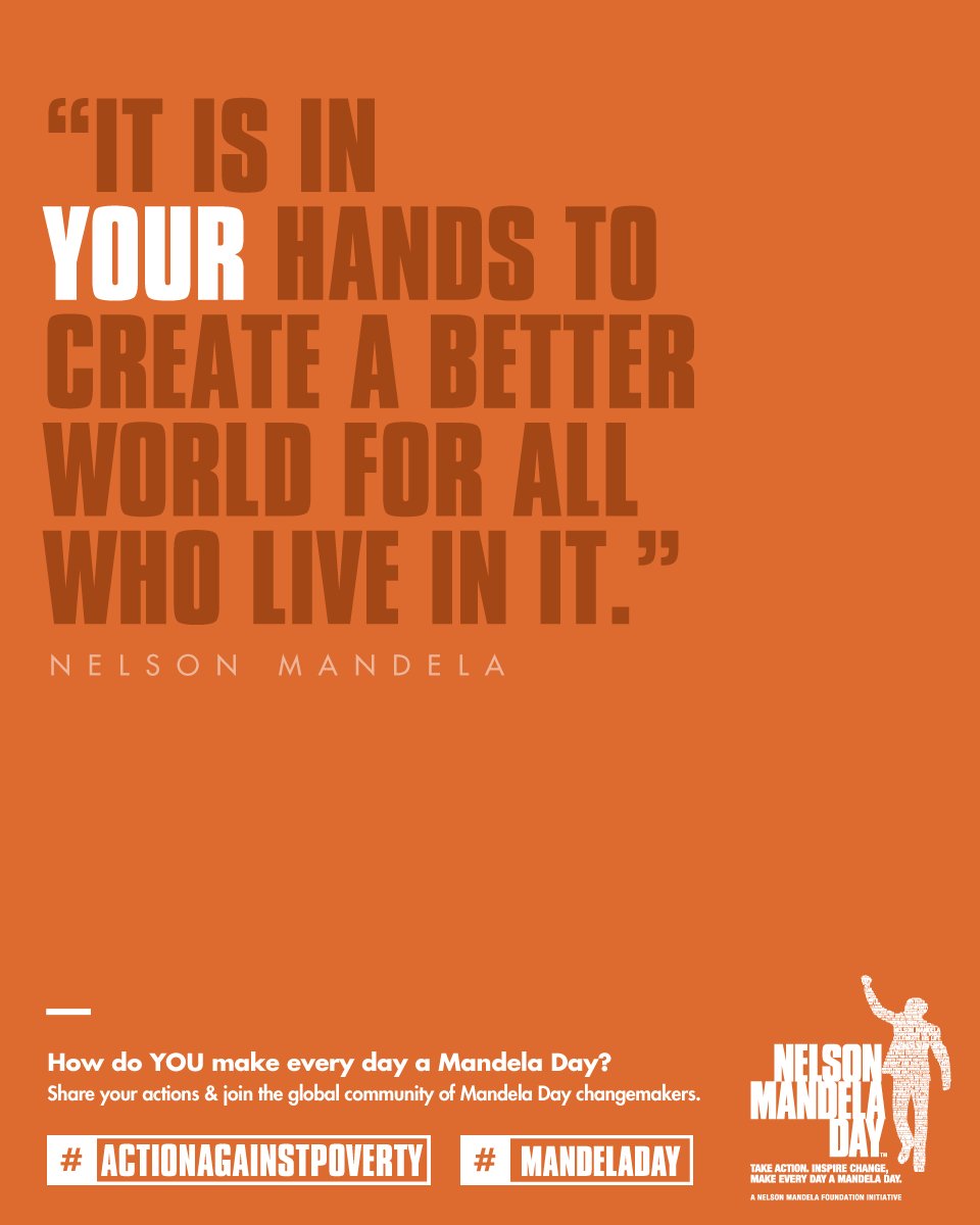 However small the action, you can help to change the world. Lend a helping hand to those less fortunate everyday #ActionAgainstPoverty #MandelaDay
