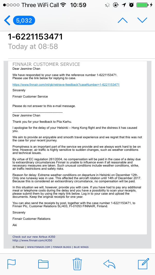 finnair lost baggage compensation