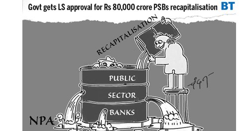 business_today's tweet image. Cartoon: Government seeks Parliament nod for Rs 80K-crore PSB recapitalisation
#PSBRecap #PSUBANKS #recap 
#BTLoL        
#BusinessCartoon by @ChandanCartoons        
Check more Business cartoons at: goo.gl/EwDrLw