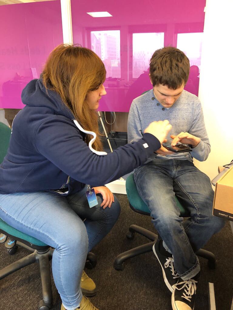 A lovely meeting with Daniel at <a href="/BIDServices/">BID Services</a> showing him accessibility on <a href="/SamsungMobile/">Samsung Mobile</a>!