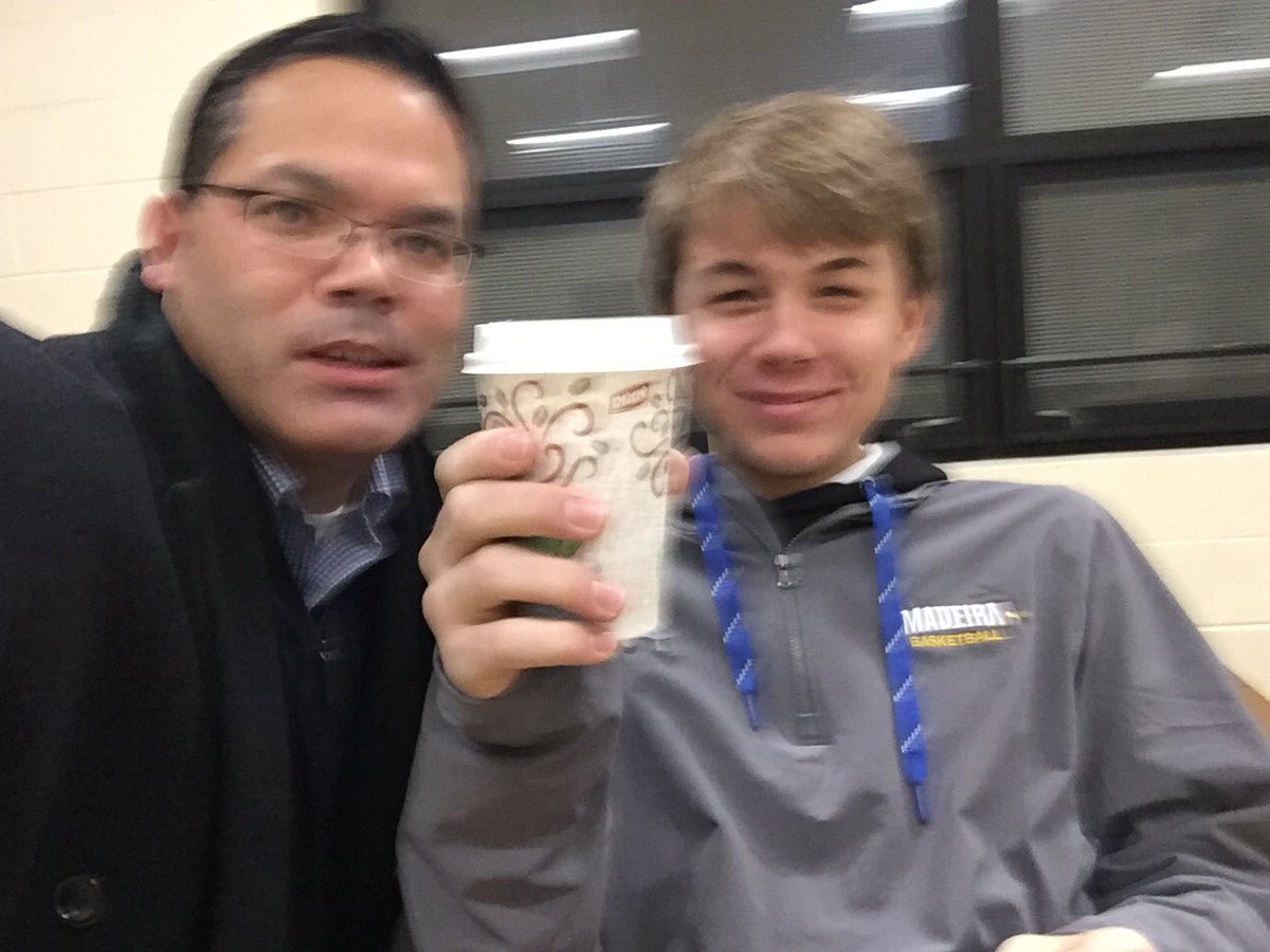 KenjiMatsudo's tweet photo. No worries. Varsity b-baller Cameron is warm, safe &amp; sound this morning. A little blurry but the hot chocolate will clear him up for school and tonight’s game. Thanks to all who are looking out for their classmates.  #MadeiraStrong https://t.co/buXKZsrjgT