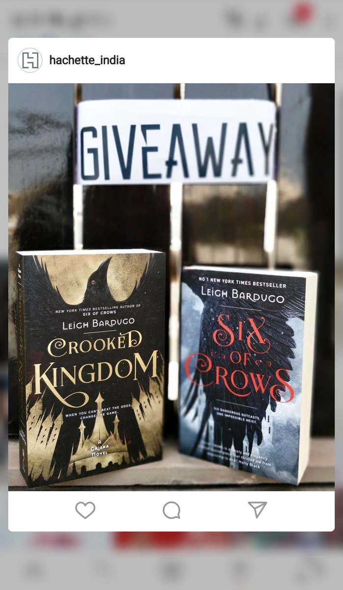 HachetteIndia's tweet photo. We're giving away an amazing duology, perfect for fans of YA &amp; fantasy. Go check out our Instagram to win Six of Crows and Crooked Kingdom 📚 https://t.co/PvXS2gBfvL