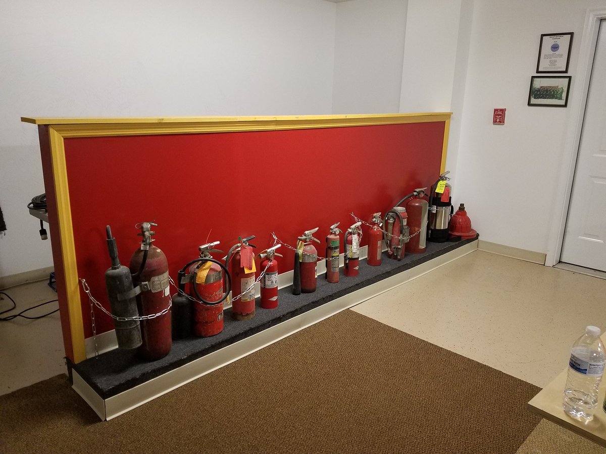 BCoFRChief's tweet image. Took the opportunity to thank FF/EMT St.Clair at F&amp;amp;R Administration today with a COD challenge coin for his great initiative &amp;amp; carpentry skills in building the Fire Extinguisher Display. #Verygood