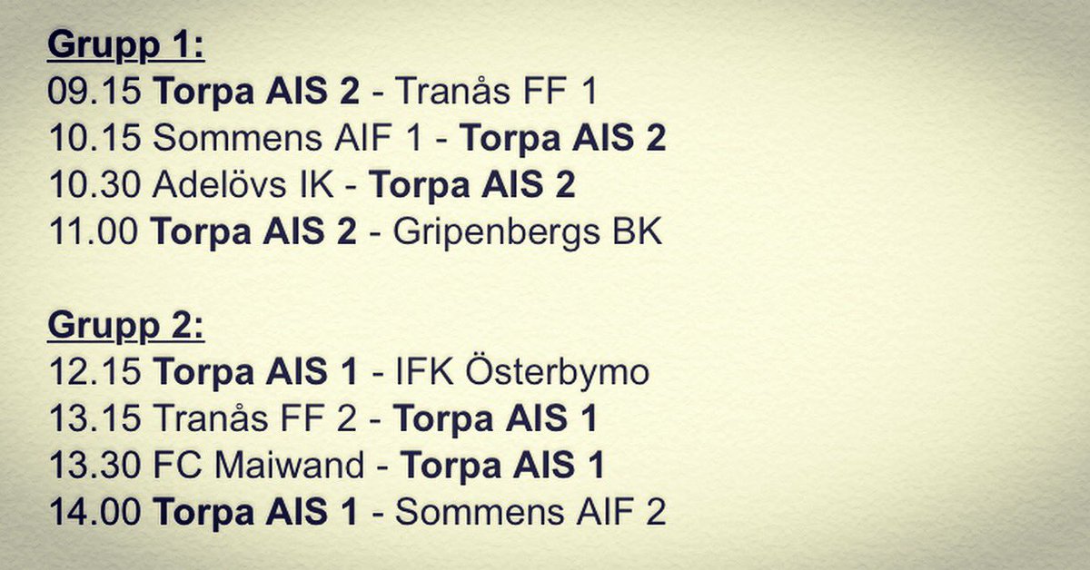 Imorgon spelas den årliga turneringen i Tranås ! Kom och heja fram Torpa AIS ! #forzatorpa⚽️⚽️⚽️