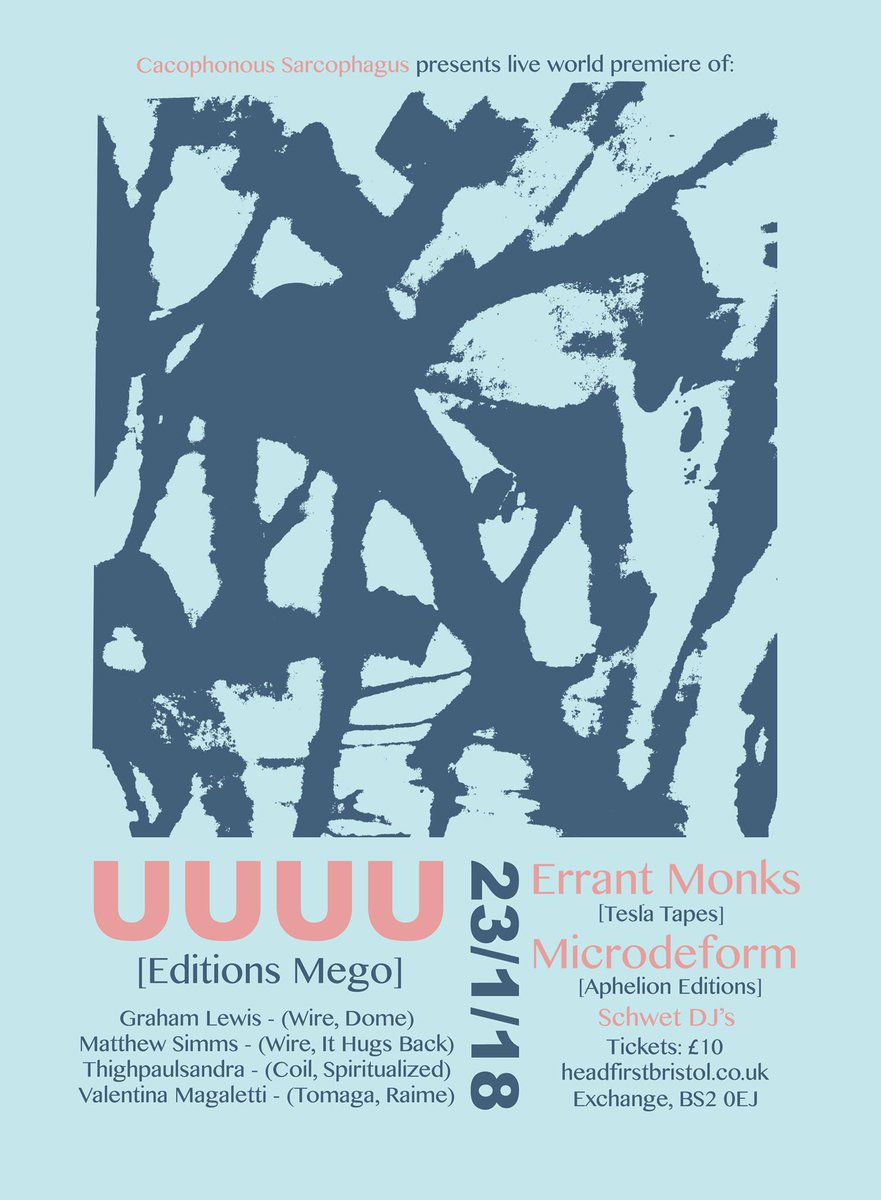 Microdeform's tweet photo. first show of 2018 will be supporting UUUU and Errant Monks at @exchangebristol for @CacoSarco crew on 23rd January! >>> schweet poster by Niall Greaves https://t.co/beDb7r9A3C