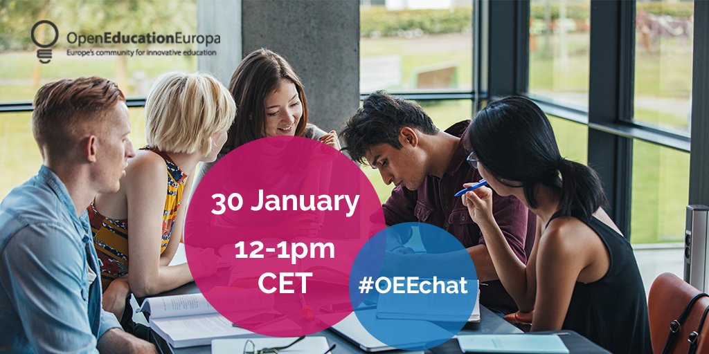 EUDigitalEdu's tweet photo. Save the date! The next #OEEChat will be taking place 30 January 12-1pm CET. We’ll be discussing #LearningSpaces and how they can change #teaching approaches. 

https://t.co/e0qGZIBcUz https://t.co/AJ3cVsaKdV