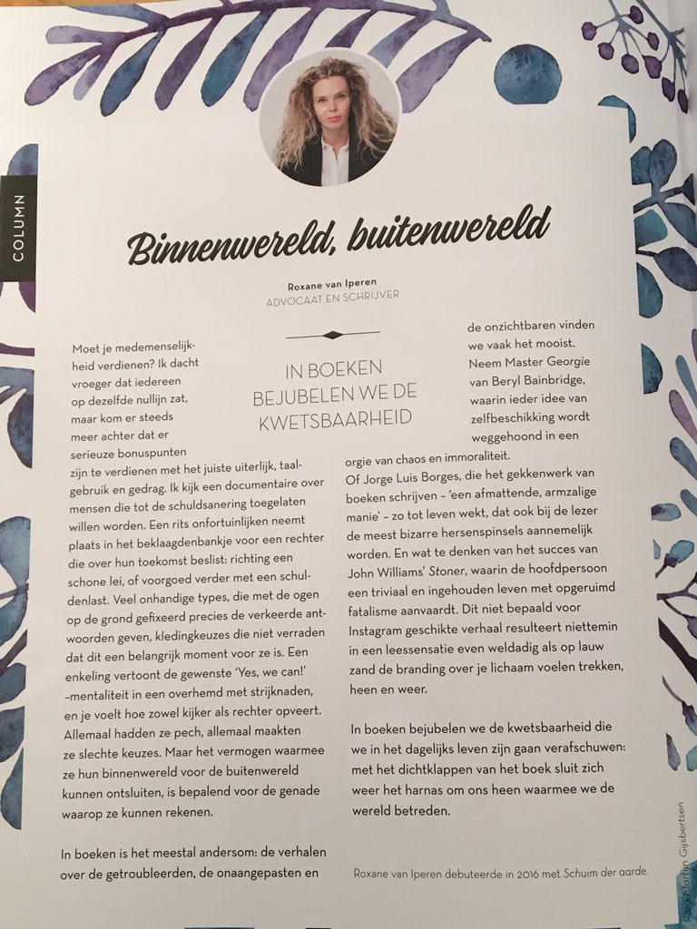 <a href="/elkegeurts/">Elke Geurts</a> En mijn nieuwe column: dezelfde kwetsbaarheid die we in films en boeken bejubelen, verafschuwen we in het dagelijks leven.