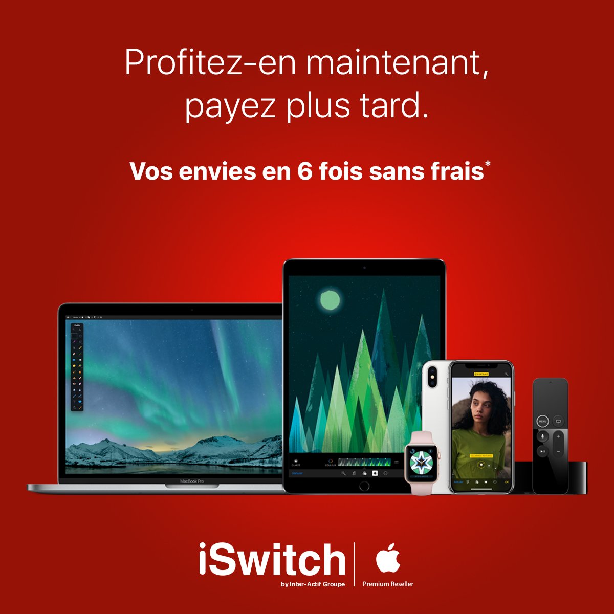iSwitchAPR's tweet photo. Financez vos envies en 6 FOIS SANS FRAIS chez @iSwitchAPR by Inter-Actif Groupe, Apple Premium Reseller. Profitez-en maintenant, payez plus tard : https://t.co/jaT0vTBVUQ https://t.co/8VRyyjawko