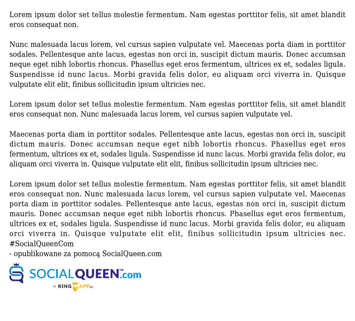 SocialQueenPL's tweet photo. Lorem ipsum dolor set tellus molestie fermentum. Nam egestas porttitor felis, sit amet blandit eros consequat non. 

Nunc malesuada lacus lorem, vel cursus sapien vulputate vel. Maecenas porta diam in porttitor sodales. Pellentesque ante lacus, egestas non orci in, suscipit d https://t.co/k2YmCAiFDX
