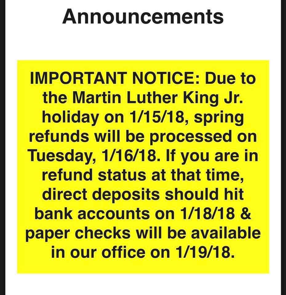 ATUStuAccounts's tweet image. Important Refund Information for Spring 2018