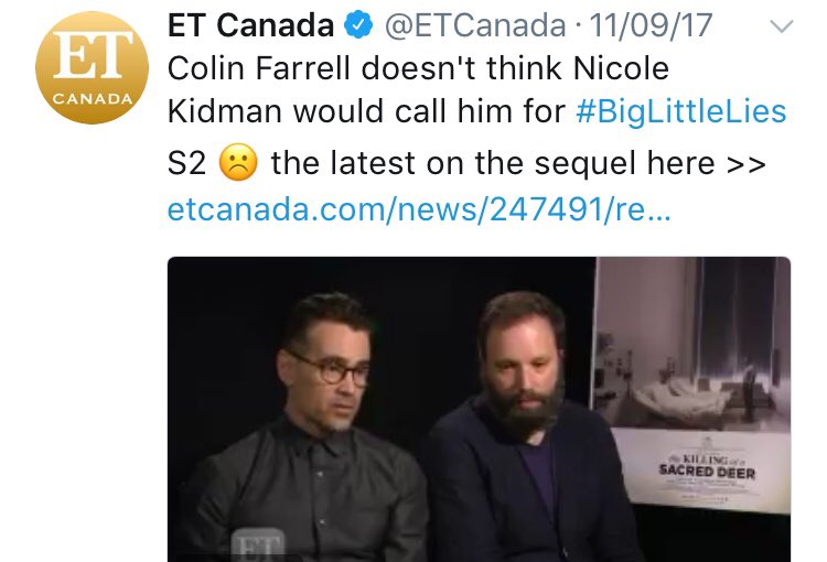 ArnaldoFerry's tweet photo. @goldenglobes @missipyle @AJGibson @jeanniemai @MovieMantz @lauramarano 🙏 pls ask Nicole Kidman for invite/call Colin Farrell for join in BLL season 2 🙏 coz my big family in Indonesia & Singapore like watching Colin ( True Detective2 ) & Nic ( BLL) @hbo ✌️ also their movie @SacredDeerMovie 👌🔥🔥#AskGlobes #GoldenGlobes 👇 https://t.co/Nbntl2ex8V