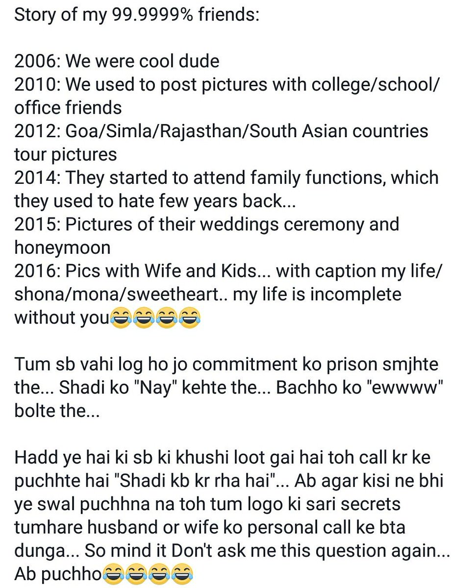 manishchodhary's tweet photo. #friends #friendship #friendshipgoals #friendsforever #friendsforlife #bachelor #bachlorlife #single #beingsingle #marriage #marriedlife #marriedfriends #warning #lastwarning #threat #secret #secrets #friendssecret https://t.co/rL5aeQbNtm