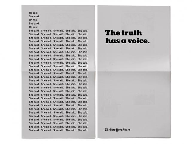adage's tweet photo. .@NYTimes spotlights sexual harassment coverage in bold Golden Globes 'Truth' ad https://t.co/yezPR01P9d https://t.co/hqN2zrhAuz