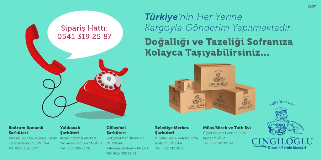 cingiloglugrmt's tweet photo. DOĞALLIĞI VE TAZELİĞİ SOFRANIZA KOLAYCA TAŞIYABİLİRSİNİZ...
Türkiye'nin Her Yerine Kargo !
📦SİPARİŞ HATTI: 0541 319 25 87
https://t.co/56fBnHPXsG
#turkiye #bodrum #sandvic #cingiloglu #otantik #peynirmarketi #yoresel #gurme #peynir #zeytin #yoğurt #zeytinyağı #reçel #kargo https://t.co/u3GfUvoA8d