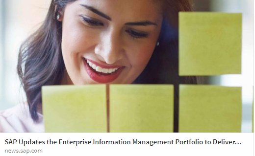 ReachMadina's tweet photo. SAP Updates the Enterprise Information Management Portfolio to Deliver Information Excellence @ https://t.co/vafCZOw0hU #SAP #Business #BusinessNews #USA #TechNews #ERP #finance #USAToday #SAPUpdates #SAPnews2018 #Business #IT #Software #Future #TechnologyNews #technology #Cloud https://t.co/nbhOvgf6G6