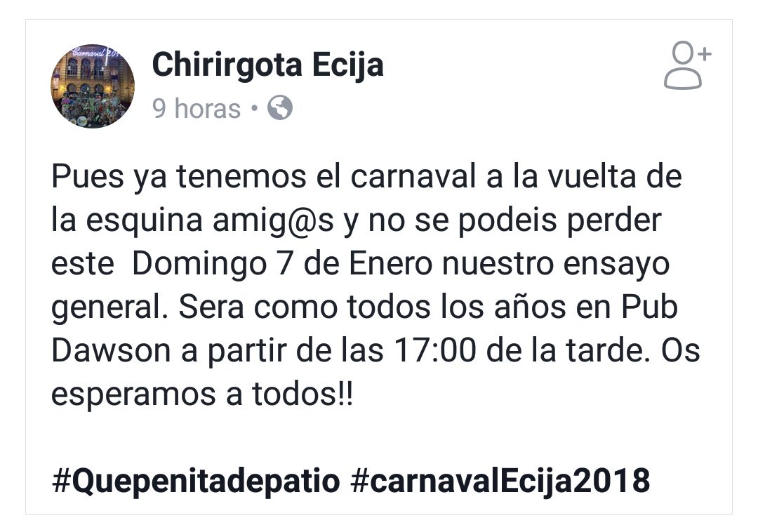 Ensayo general <a href="/Chirigota_Ecija/">CHIRIGOTA ECIJA, “NOS HEMOS VENÍO ARRIBA”</a>