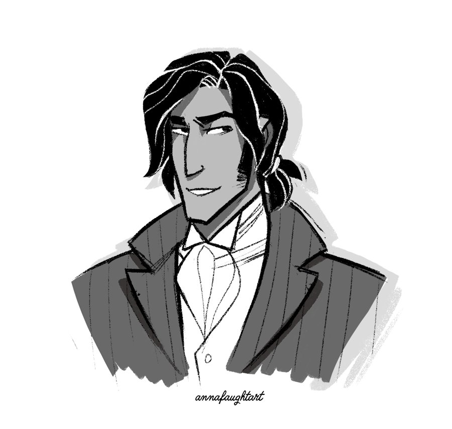 brightbirdart's tweet photo. Another party Mathis for my warm up today. This is about as under control as his hair is ever going to get. #mathisair #dnd #bard https://t.co/MUm1vgrYGn