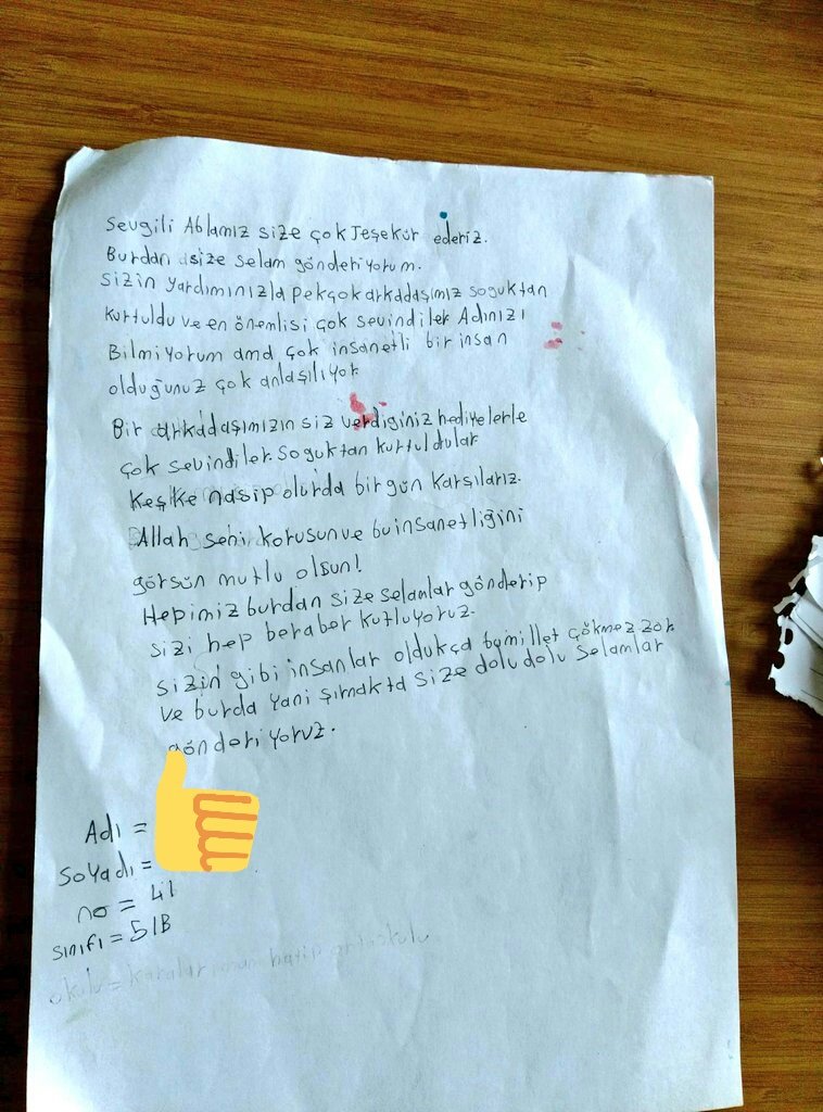 Köy okulundan gelen teşekkür mektubu.Yeni okullar için haydi buyrun>> m.facebook.com/story.php?stor…