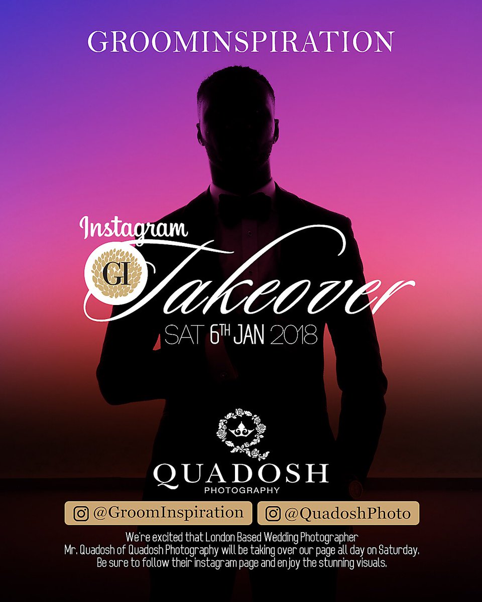 We are absolutely thrilled to be hosting a special #InstagramTakeover on 🌟 <a href="/GroomInspiratio/">Groom Inspiration</a>’s Instagram account tomorrow. Join us for a thrilling visual adventure.

#GroomInspiration #QuadoshPhotography #InstagramTakeover

QuadoshPhotography.com