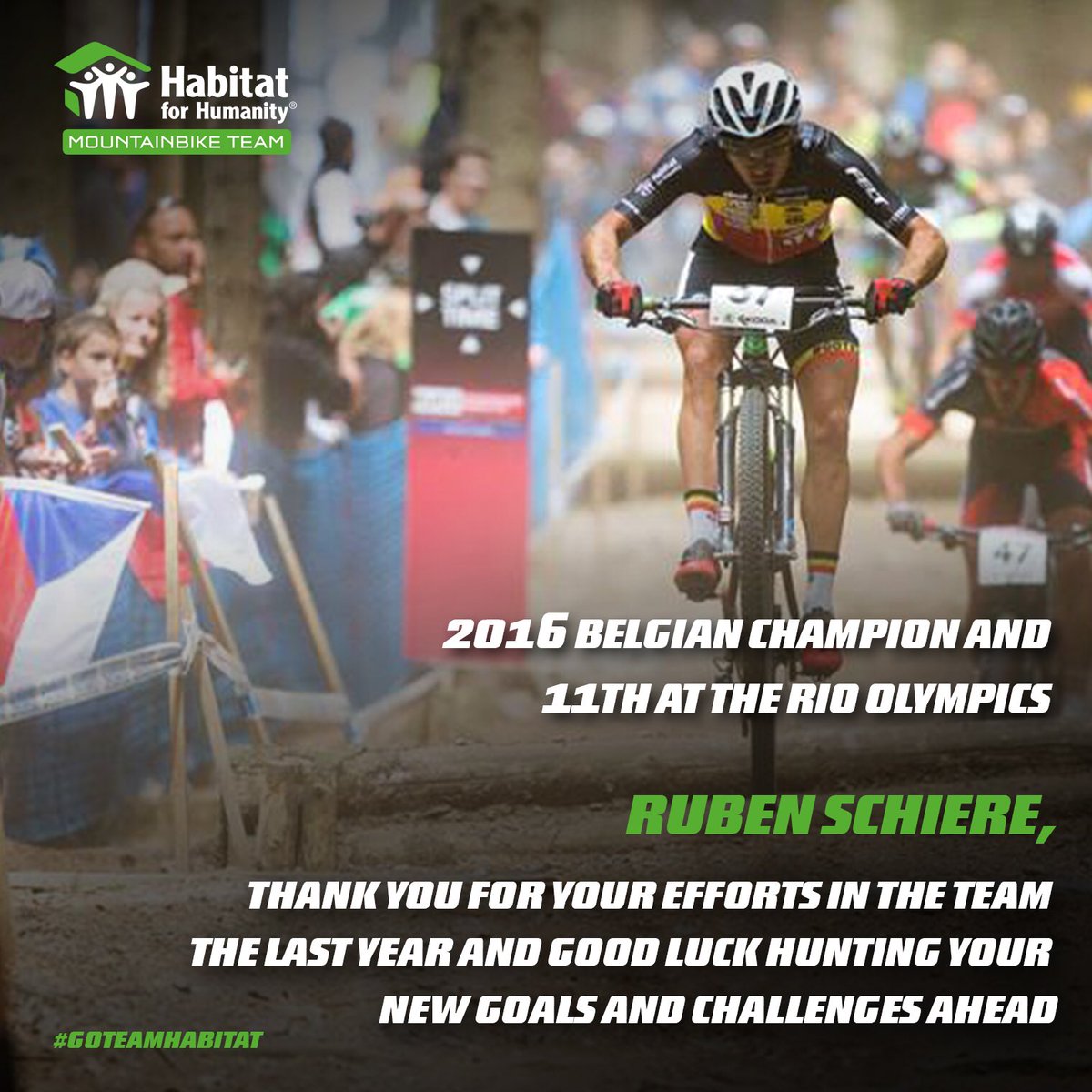 MTBteamHabitat's tweet photo. A New Year means changes and new challenges. Our Olympic rider, will race a different cycling path. Good luck Ruben and thanks for your efforts at Habitat! https://t.co/1YPdS0xUmL