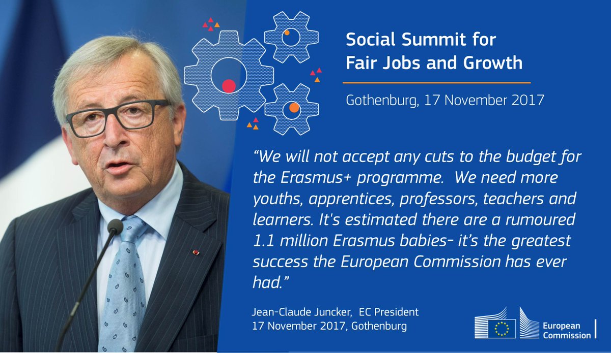 At the Social Summit in November, <a href="/JunckerEU/">Jean-Claude Juncker</a> stated that he would like to increase the budget for the #ErasmusPlus programme, noting it to be "greatest success the <a href="/EU_Commission/">European Commission</a> has ever had" 👏👏👏