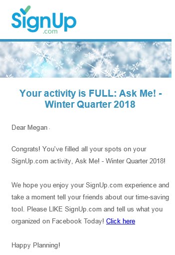 __meganhuston's tweet photo. THAT's a pretty cool email to see first thing on a Friday! #AskMeCSUSB for winter quarter is FULL - 100% staffed by faculty and staff volunteers. :) #proud #giddy https://t.co/K243d96GJh