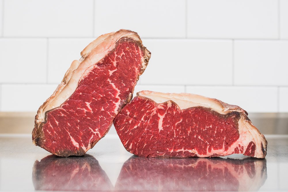 boucheeboucher's tweet photo. 45 day aged strip loin, grain finished. Freshly cut in our butcher shop. 

BB https://t.co/B9lrXWCD46