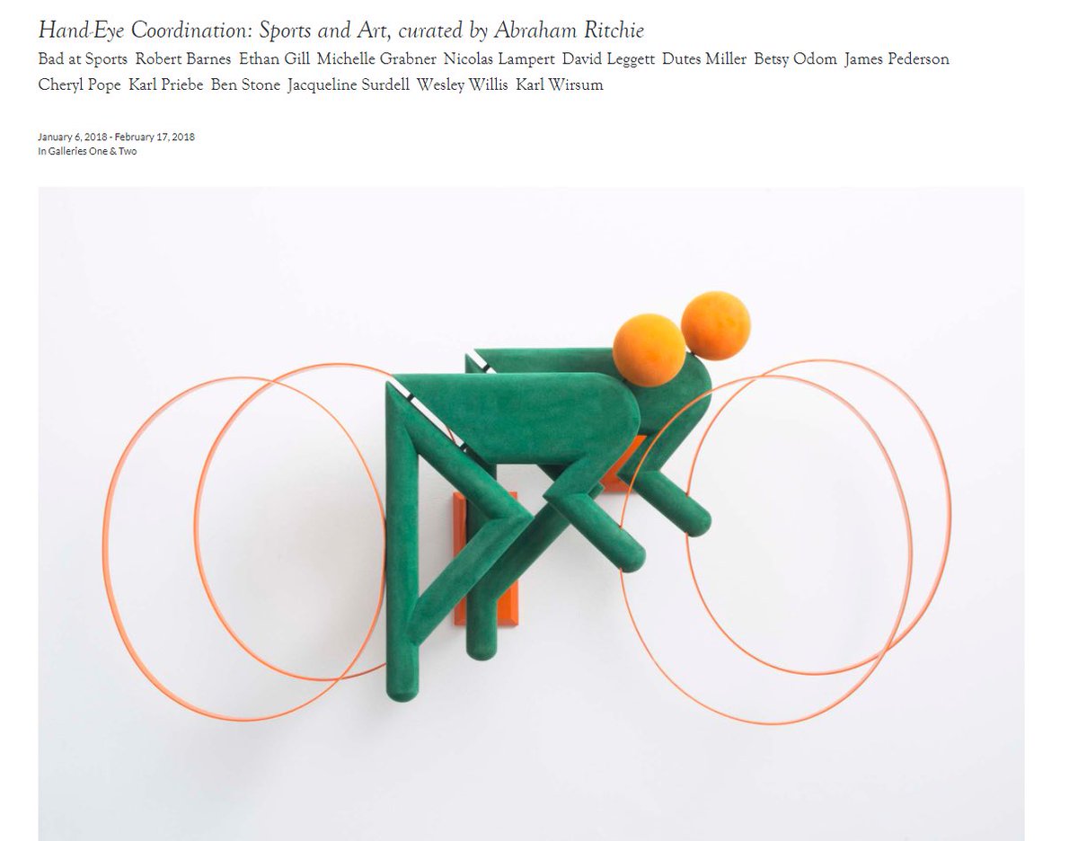 A 2010 article I wrote for <a href="/ArtSlant/">ArtSlant.com</a> sparked <a href="/WesternExSpeh/">Western Exhibitions</a> to invite me to curate the sports-centered show I proposed. Opens tomorrow! Come through, more info: westernexhibitions.com/exhibition/han…