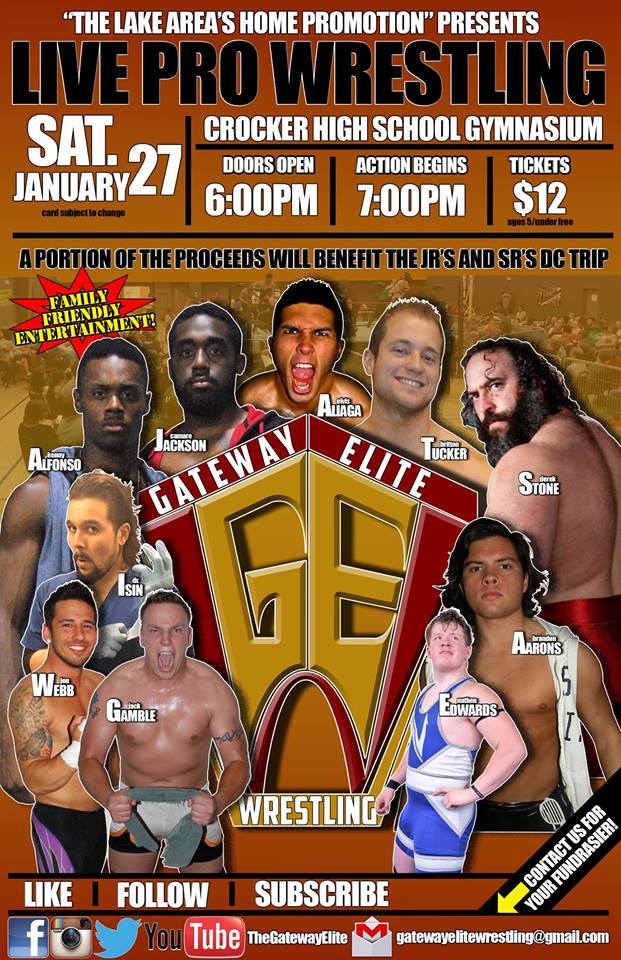 PulCoUSA's tweet photo. #SaveTheDate: January 27th, Gateway Elite #Wrestling at Crocker! #MissouriEvents #FortLeonardWood #JeffeersonCity #Cabool #Leasburg #Marshfield #Crocker #LIveEntertainment #FamilyFriendly https://t.co/0liHYuV7cY