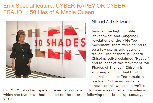 The_DamTruth's tweet photo. #Media, do your job, "Journalism 101" investigation (It's two sides to a story). Stop being manipulated, by one of your own...  #50ShadesofSilence Founder a #Fraud 

CYBER-RAPE? OR CYBER-FRAUD.....50 Lies of A Media Queen

Read True Story:
https://t.co/SkloTS5qVW 

@KTLA @CBSLA https://t.co/kcWLipfYhf
