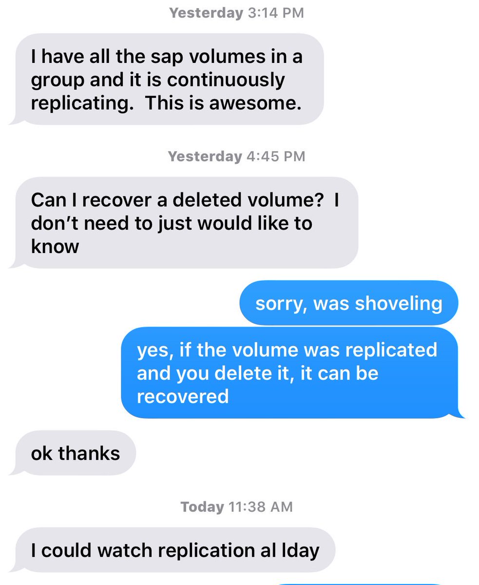 dmitry_gorbatov's tweet photo. Cannot make this up. This #Customer is running #production @SAP #databases on @ReduxioSystems . He is #Loving the #NoRestore ability to #replicate and #recover #volumes. @NixFred @mikegrand1 https://t.co/KNncX73u39