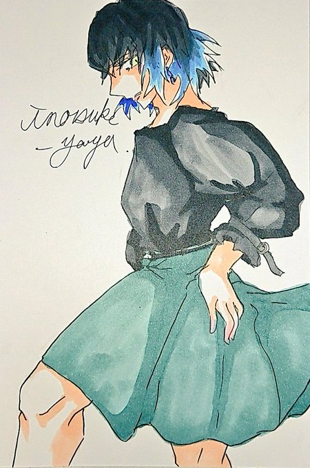 やや︎︎︎︎さんがTwitterに投稿した嘴平伊之助(鬼滅の刃)のイラスト。