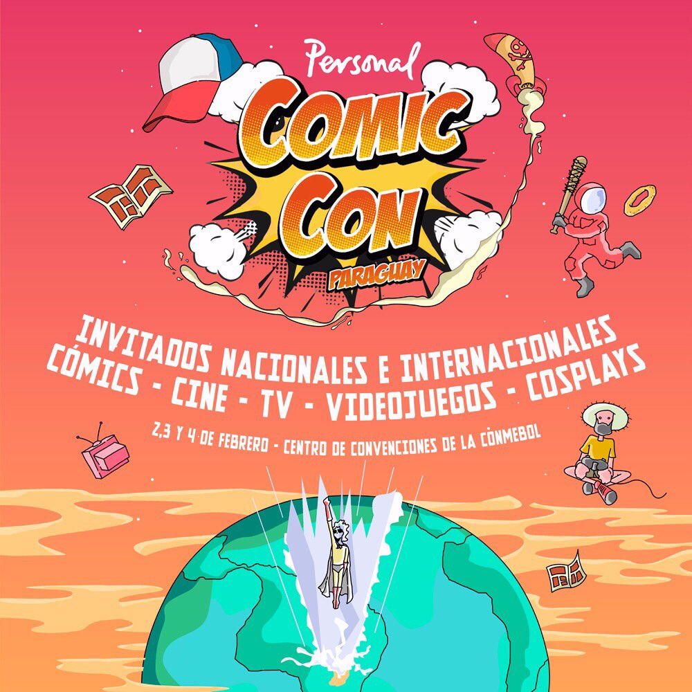 #Comics #Cosplays #VideoJuegos #Tv #Cine
  
#Conmebol 

2-3-4 de Febrero 

#ComicConPersonal 
#ComicConParaguay