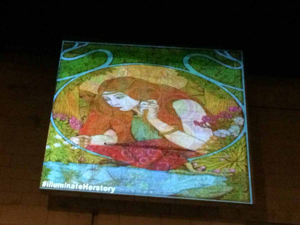 HerstoryIreland's tweet image. Gorgeous goddesses by @jimfitzpatrick &amp;amp; Courtney Davis lighting up the National Gallery of Ireland for the #IlluminateHerstory Light Festival with Bazooka show by Ge0Pop #AncientsRising #NollaignamBan