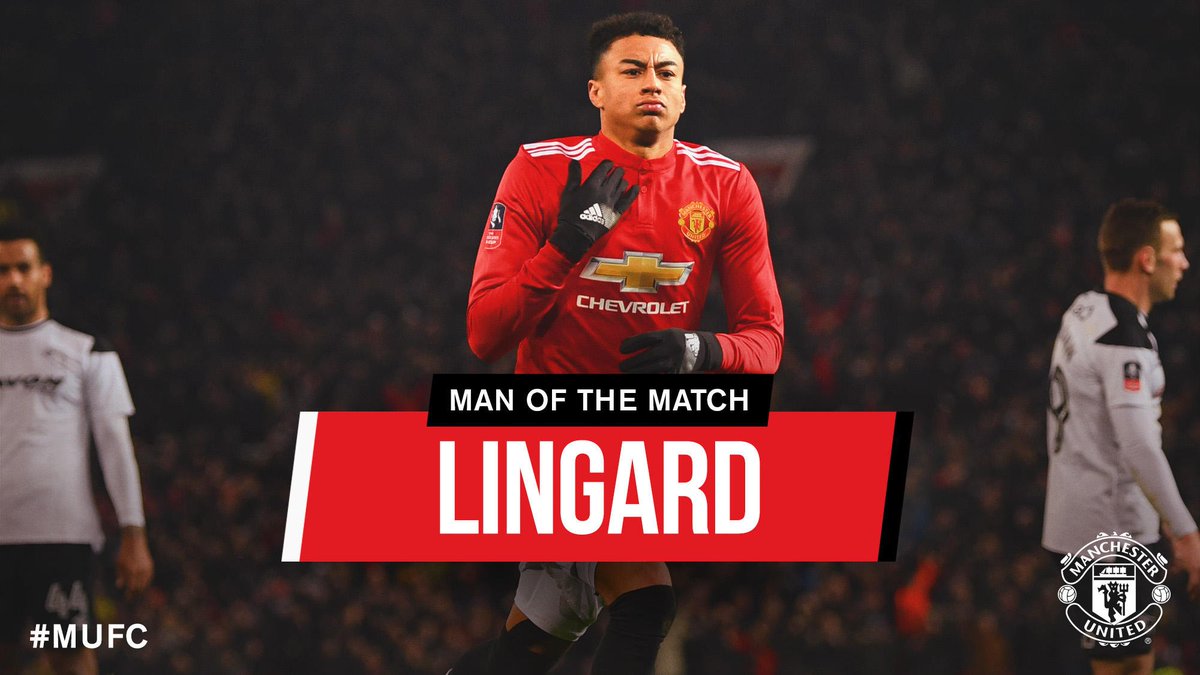 ManUtd's tweet photo. 8️⃣ goals in his last 🔟 appearances... 🔥

@JesseLingard is your Man of the Match! https://t.co/BJwCNwgksE