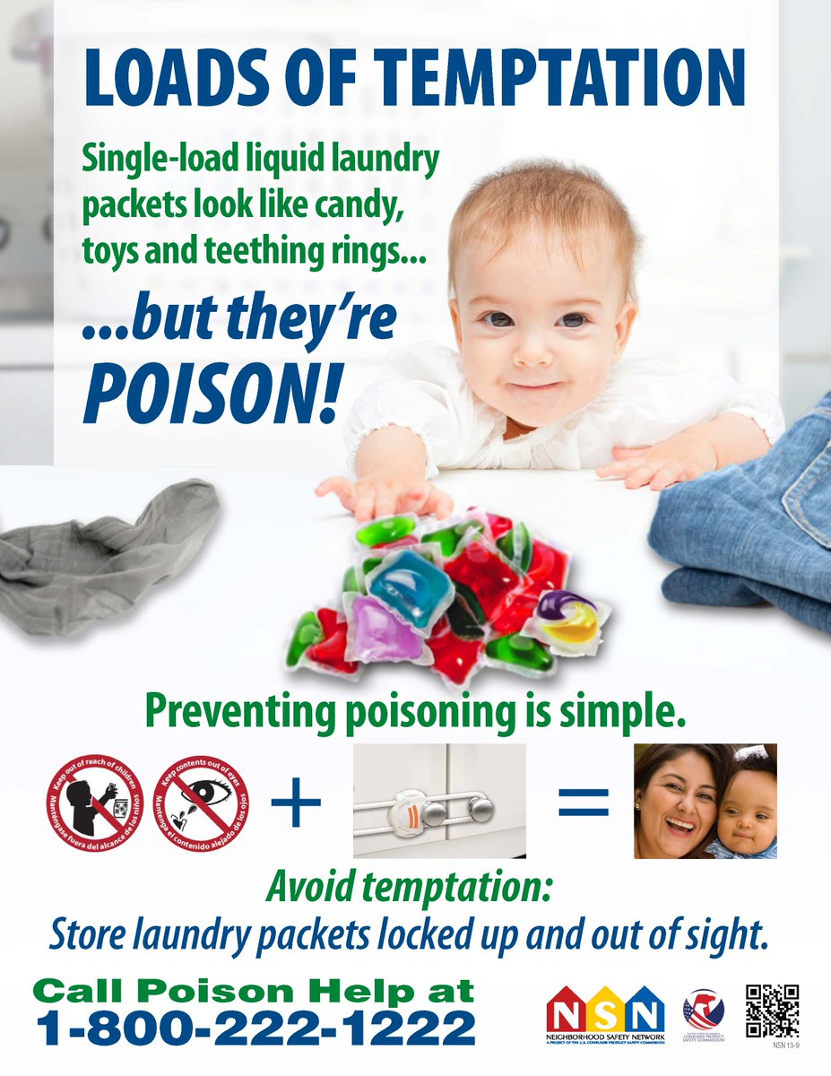 Liquid laundry packets are loads of temptation. Keep them locked up and out of sight. Call poison help at 1-800-222-1222.