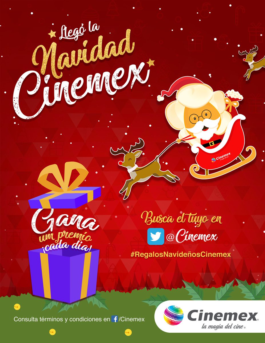 Hoy es el ultimo día de los #RegalosNavideñosCinemex y tendremos 2 boletos gratis.

Al llegar a los mil RT los liberamos.