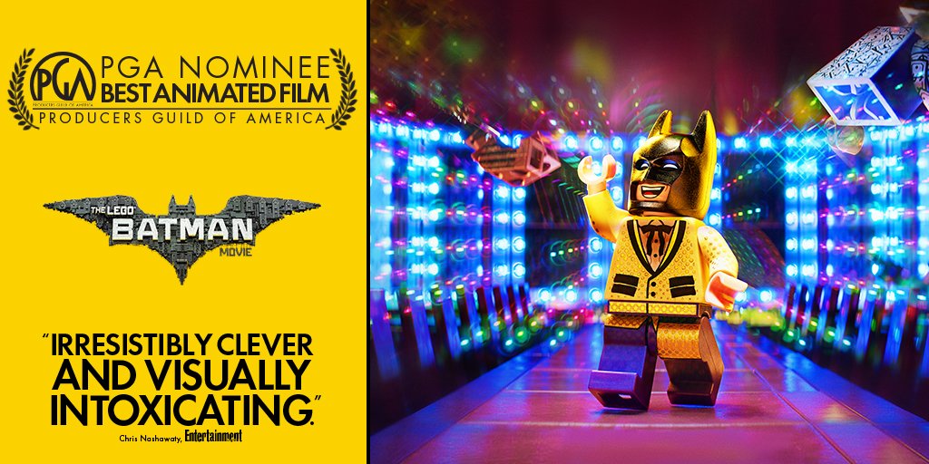 #LEGOBatmanMovie nominated for a #PGAAwards Outstanding Producer of Animated Theatrical Motion Pictures - Produced by Dan Lin, Phil Lord, Christopher Miller &amp; Roy Lee. Congrats to all.