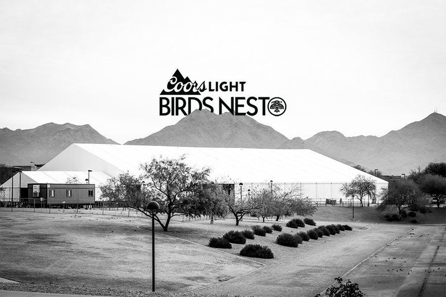 WMPhoenixOpen's tweet photo. Won't be long now! @BirdsNestPhx is almost complete! 
#BirdsNestPhx #thepeoplesopen #WMPO #RESPECT #greenestshow https://t.co/m9nybJiWPE